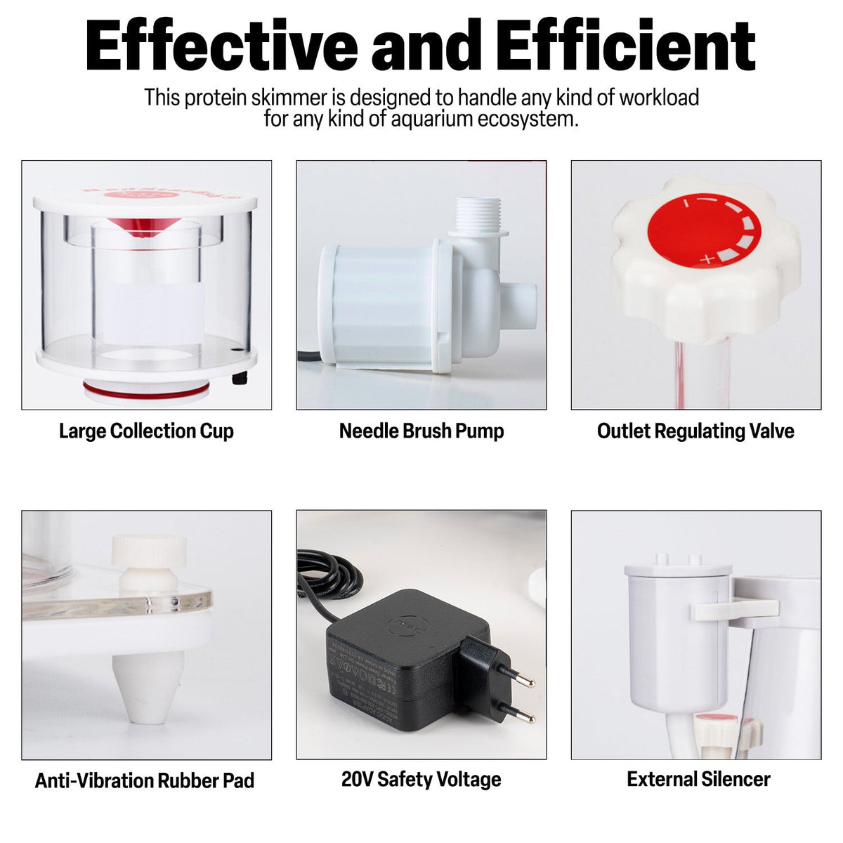 Protein Skimmer 35-150 Gal Ocean Coral Reef Fish Saltwater Aquarium Pump AD-N100PLUS