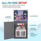 63 Gallon Coral Reef Aquarium Ultra Clear Glass Tank & Built in Sump Silver