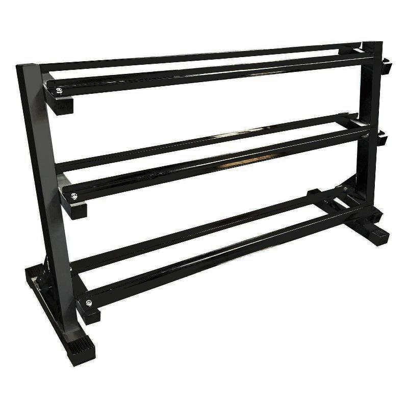 Muscle Motion 2.5kg - 30kg (12 PAIR) Rubber Hex Dumbbell Set with 3 tier rack
