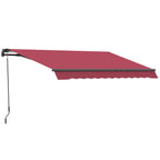 10' x 8' Manual Crank Retractable Awning, UV/Water-Resistant Sun Shelter, Wine Red