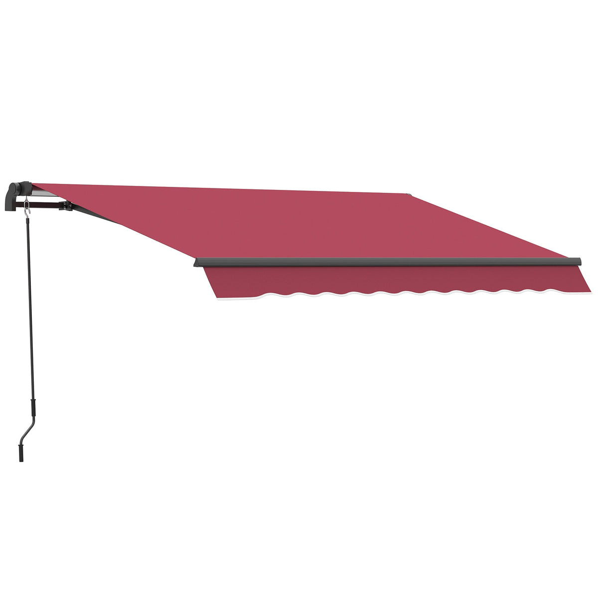 10' x 8' Manual Crank Retractable Awning, UV/Water-Resistant Sun Shelter, Wine Red