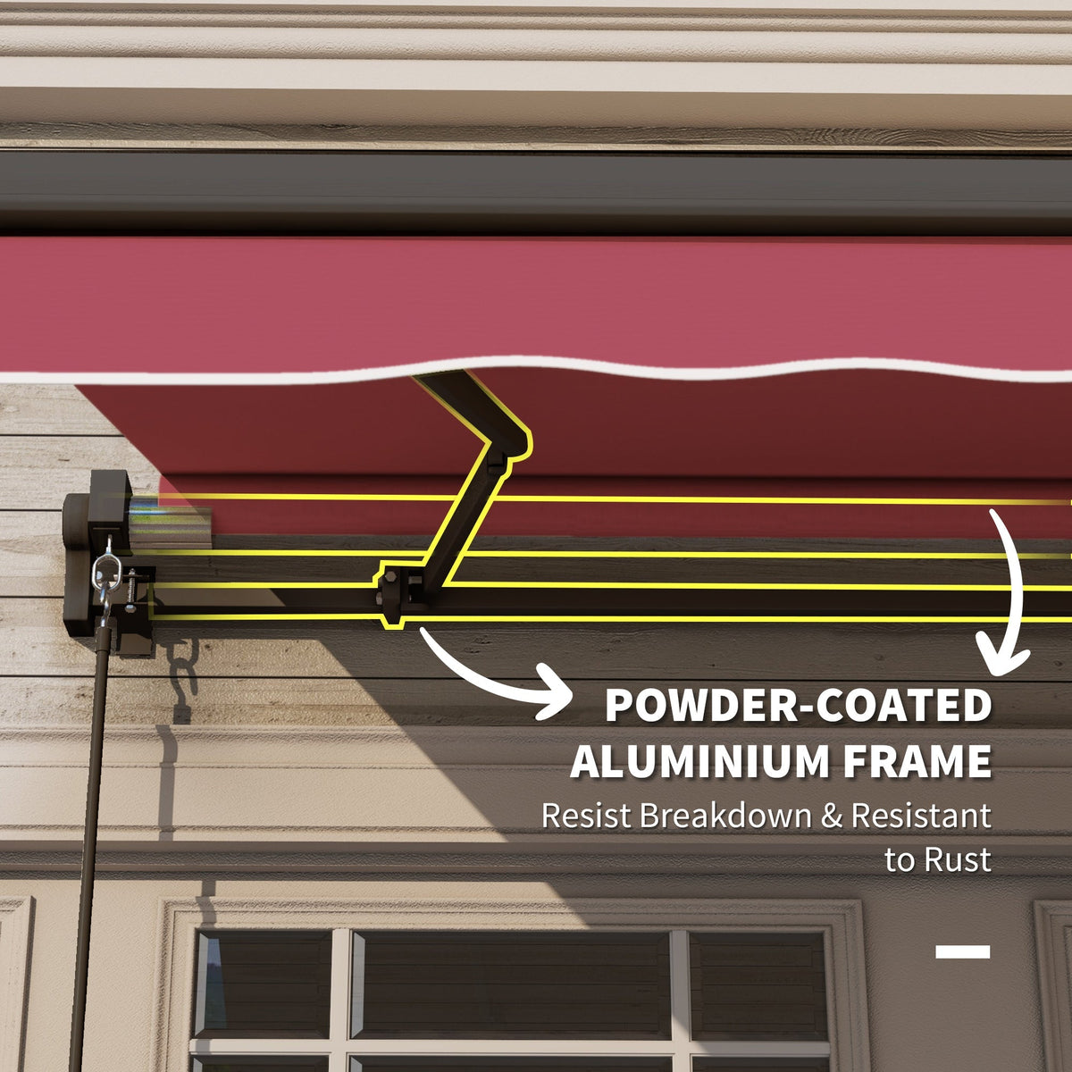 10' x 8' Manual Crank Retractable Awning, UV/Water-Resistant Sun Shelter, Wine Red