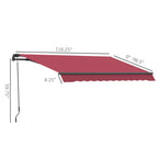 10' x 8' Manual Crank Retractable Awning, UV/Water-Resistant Sun Shelter, Wine Red