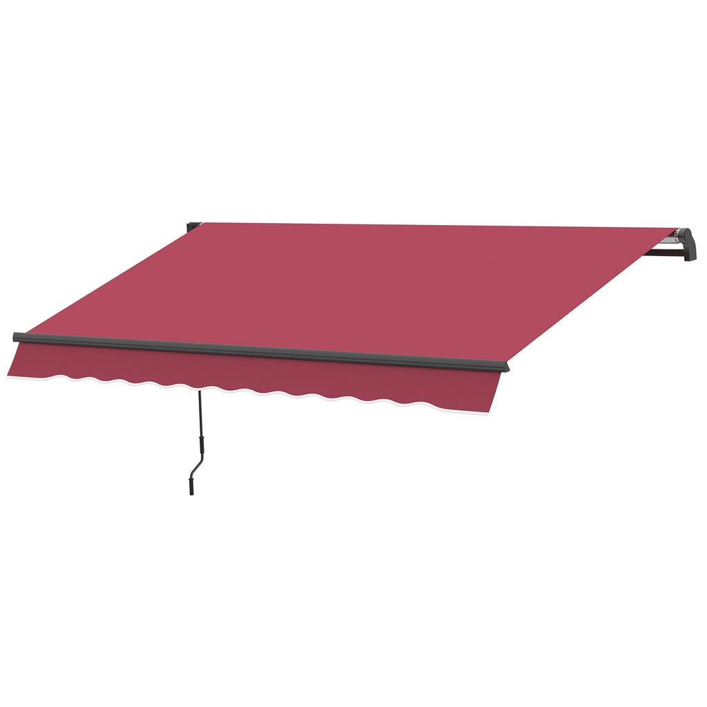 10' x 8' Manual Crank Retractable Awning, UV/Water-Resistant Sun Shelter, Wine Red