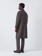 John Lewis Herringbone Men's Wool Blend Smart Long Overcoat - Brown - XXL