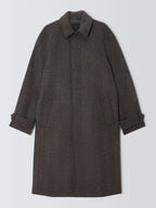 John Lewis Herringbone Men's Wool Blend Smart Long Overcoat - Brown - XXL