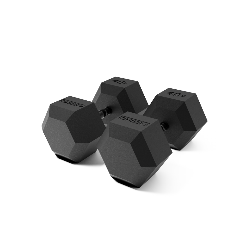40kg Black Hex Dumbbell Pair