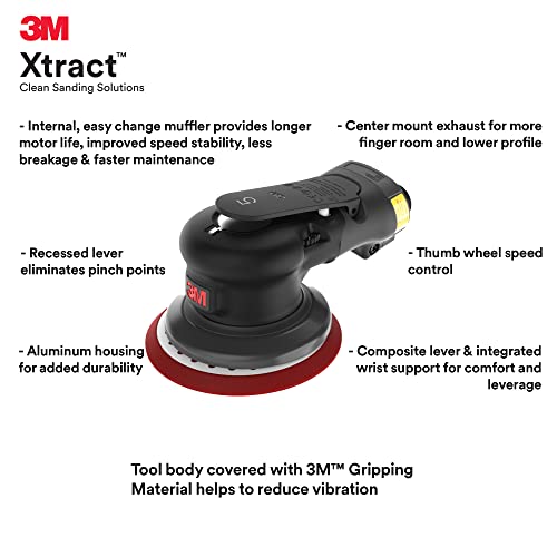 3M Pneumatic Random Orbital Sander, 88952, 6 in, Non-Vacuum, 3/8 in Orbit - size: 5 in, 3/8 in Orbit, style: Non-Vacuum