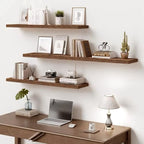 Vivelove 10" Deep Floating Shelves, 24”Wide Set of 2, Rustic Brown - color: Rustic Brown, size: 23.6”wx10.2”dx1.5”h