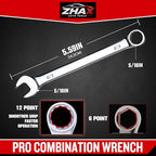 zhax 5/16" SAE Metric Combination Wrench, 12 Point Box End, 15 Degree Offset Design, Mirror Polish Finish, Forged CR-V Steel, Hand Tools for Mechanics, Ideal for Auto and Home Repair - size: 5/16"