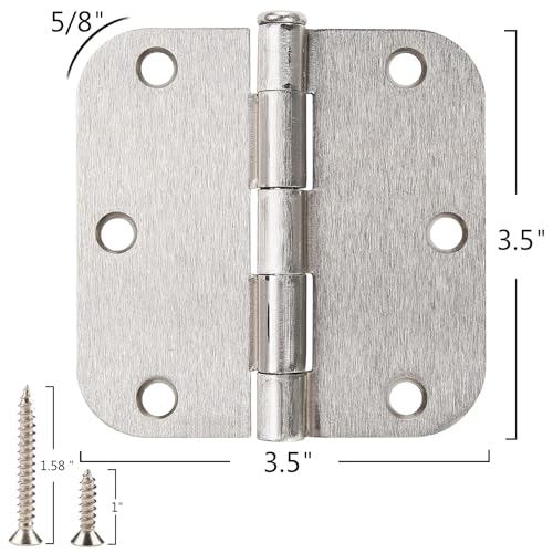 TDCHINGES Rounded Door Hinges Brushed Nickel 3.5"x3 1/2"5/8" Radius 42 Pack - color: Satin Nickel-Rounded, size: 42 Pack