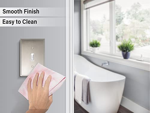 Henne Bery Soft Modern Decorative Wall Plate Switch Plate Outlet Cover (Single Toggle 2PK, Satin Nickel) - style: Single Toggle 2PK