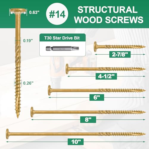 6 Inch Heavy-Duty Outdoor Deck Screws - size: #14 x 6"