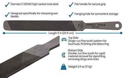 1844 Helko Werk Germany Dual Sided Axe Sharpening Compact & Heavy File Set - size: Compact File #22101 + Heavy File #22102 Set