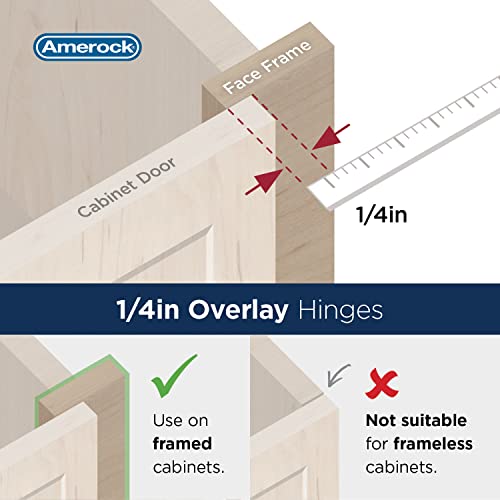 Amerock 1 Pair 1/4" Overlay Golden Champagne Partial Wrap Cabinet Hinge - color: Golden Champagne, size: 1/4 Inch (6 mm) Overlay