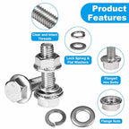15 Sets M8-1.25 x 30mm Flanged Hex Head Bolts and Nuts Kits - size: M8-1.25 x 30mm