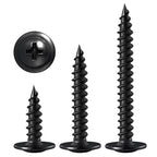 Wensilon（400 pcs）#4×1" Phillips Truss Head Wood Screws Black Galvanizing Quick Metal Self Tapping. - color: Black, size: #4×1"