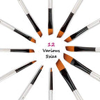 GETHPEN Angular Paint Brushes Set, Angled Paint Brush for Acrylic, 12PCS - style: Angular