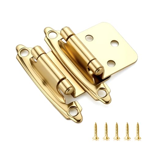 Ravinte Gold Cabinet Hinges, 1/2 Inch Overlay, 60 Pack (30 Pairs) - color: Gold