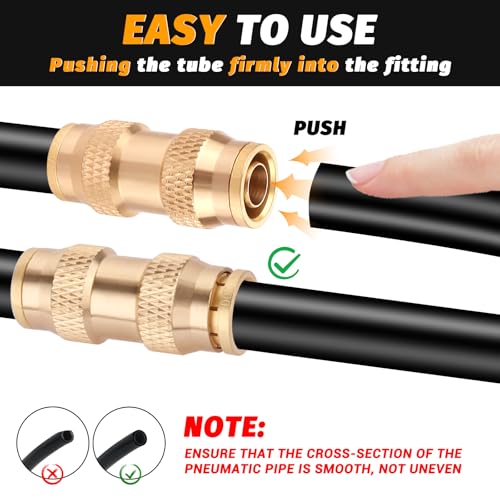 1/2" Air Brake Line Fitting, DOT Brass Push to Connect Union 4PCS - color: 4PCS DOT Push-to-Connect, size: 1/2" Od