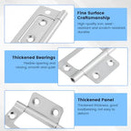 SDTC Tech 4-Pack Non-Mortise Door Hinges Bifold Butt Cabinet Hinges Silver - color: Silver