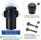 Door Stoppers 2.5 Inch Floor Door Stop Cylindrical Black Doorstop Rubber Bumper Wall Protector, Stainless Steel Heavy Duty Door Stopper for Bottom of Doors, 4 Pack