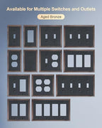 2-Pack Zinc Alloy Combo Toggle/Duplex Light Switch Cover Plate - color: Aged Bronze, size: 1 Toggle/1 Duplex 2PK