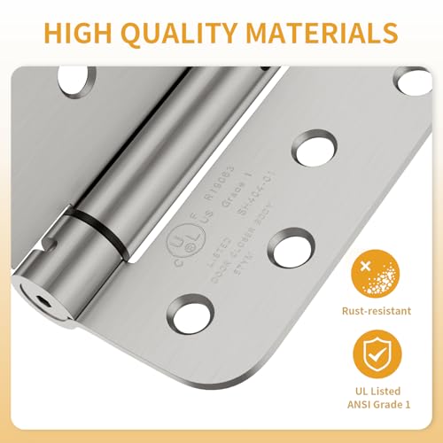 Luxbaro 2 Pack Self Closing Door Hinges, 4 Inch, Adjustable Tension - color: Brushed Nickel-5/8'', size: 4" 2 Pack