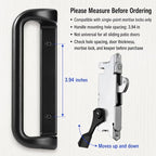 House Guard Sliding Patio Door Handle Set, Mortise Lock, 3-15/16", Black - color: Black