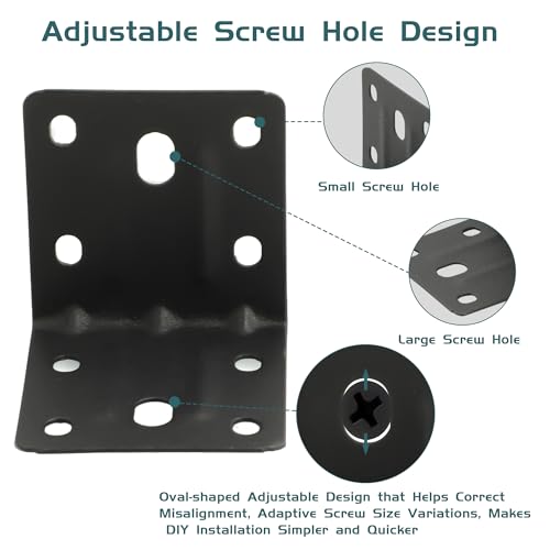 Alise 10 Pack Black 2x2in L Brackets Heavy Duty Metal for Wood Furniture - color: Matte Black, size: (10P) 2X2 inch