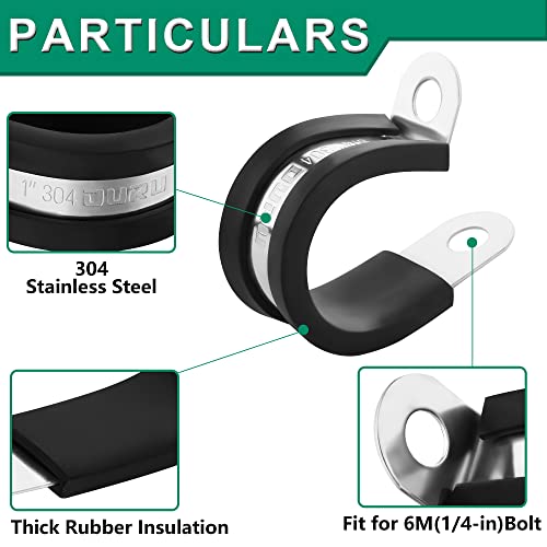 OURU 1 Inch Cable Clamps, Rubber Coated Insulated Clamps, 20pcs, 25mm - size: 20pcs - 1"
