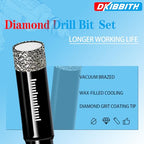 Dry Diamond Drill Bits Set, 5 Pcs Tile Drill Bits for Porcelain, Ceramic, Granite, Marble, Stone, Glass Hard Materials, Round Shank 1/4", 5/16", 3/8", 1/2" Drill Bits, with Storage Case - size: 5 Pcs Diamond Bits