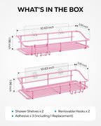 Nieifi Shower Caddy Adhesive, Shower Shelves, Shampoo Holder for Bathroom - color: Pink, size: 2 Pack