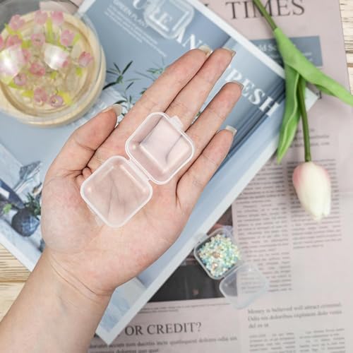60PCS Mini Clear Plastic Jewelry Box, Earring Storage Box - color: 60Pcs