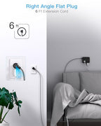 HANYCONY 6Ft Surge Protector Power Strip USB C, 1080J, 8 Outlet Extender - color: Black, size: 6ft