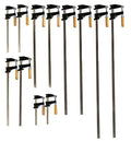 EDM Pack of 10 Heavy Duty Woodworking Bar Clamps, 2 ea 12"-36" Quick Release Type, 2.5 in. Throat Depth