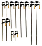 EDM Pack of 10 Heavy Duty Woodworking Bar Clamps, 2 ea 12"-36" Quick Release Type, 2.5 in. Throat Depth