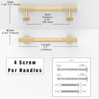 10 Pack Brushed Gold Cabinet Pulls 3.75 Inch(96mm) Kitchen Cabinet Handles Solid Zinc Alloy Cabinet Hardware Drawer Pulls - color: Brushed Gold, size: 3.75" Hole Center