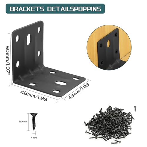 Alise 20 Pack Black 2x2in L Brackets Heavy Duty Metal for Wood Furniture - color: Matte Black, size: (20P) 2X2 inch