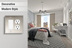 Henne Bery Soft Modern Decorative Wall Plate Switch Plate Outlet Cover (Decorator/Duplex, Satin Nickel) - style: Decorator/Duplex