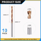 PATIKIL 2mm Drill Bit Carbide for Stainless Steel Hard Metal 130° 10 Pack - size: 2mm