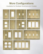 2-Pack Zinc Alloy Combo Toggle/Duplex Light Switch Cover Plate - color: Antique Brass, size: 1 Toggle/1 Duplex 2PK