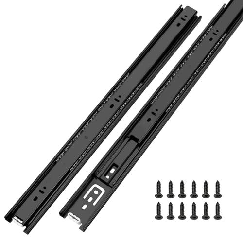 LONTAN 1 Pair Black Side Mount Drawer Slides 22 Inch Heavy Duty Rails - color: Black, size: 22 Inch - Drawer Slide