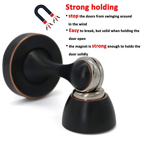Solid Mental Magnetic Door Stop, Wall Mounted, Oil Rubbed Bronze, 4 PCS - color: 4 PCS Oil Rubbed Bronze