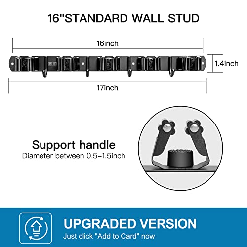 IMILLET Broom Holder Wall Mount,Heavy Duty Garage Organization Broom Hanger - color: 5 Racks with 4 Hooks, size: 1 Pack