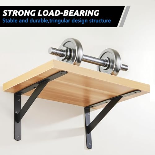 10 Pack L16 x H 10" Heavy Duty Shelf Brackets with Screws Open Floating Shelving Bracket L Brackets Black Metal Shelf Brackets for Shelves, Room, Pantry,Garage - size: L 16" x H 10" x W 1", style: 10 Pack-Black