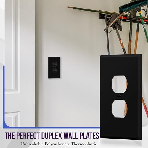 ENERLITES Oversized Duplex Outlet Covers, Jumbo Wall Plate, 1 Pack, Black - color: Black, size: Over-Size