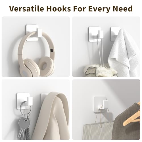GWAAZXGZ Square Self Adhesive Towel Hooks - 2 Pack White Metal Hooks - color: White, size: 2 Pack