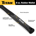 Titan 63108 8oz Rubber Mallet, Non-marking Double-faced Solid Head, 11.5" Shock Absorbing Fiberglass Handle with Textured Grip - style: 8oz Black
