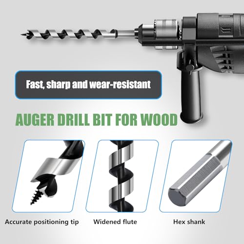 1-1/4" x 9" Auger Drill Bit for Wood,32x230mm Hex Shank Ship Auger Bit - size: 1-1/4 in x 9 in